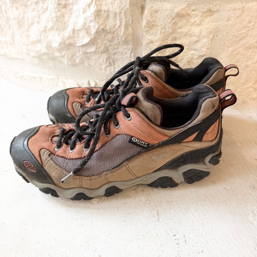 Oboz Sawtooth II Low B-DRY Waterproof Hiking Shoes Mens Walnut Brown Orange 9.5